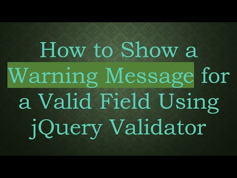 How to Show a Warning Message for a Valid Field Using jQuery Validator