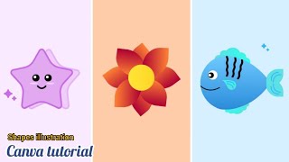 Art48 I How To Create Floral, Fish And Star Shape Illustration I Easy Canva Tutorial I AyatArt786