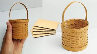 REALISTIC MINI BASKET FROM CARDBOARD | DIY Handmade Cardboard Craft | Best Display Ideas