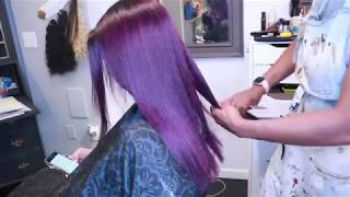 Refreshing Purple color using LIGHTENER ON NATURAL CURLS and JOICO ORCHID COLOR
