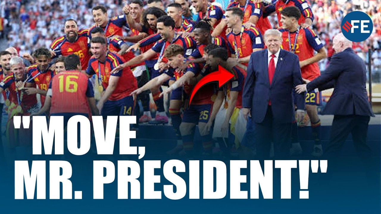 Awkward World Cup Moment: Trump Refuses to Leave Spain's Trophy Celebration Until Pulled Away| FIFA