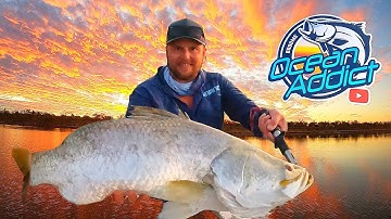 Barramundi before the Wet Season HITS! Using Sidescan to find Bait - Crocodile hook up!