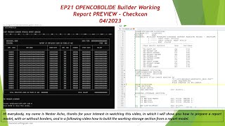 EP21 OPENCOBOLIDE Builder Working-Storage Section Report PREVIEW checkcon