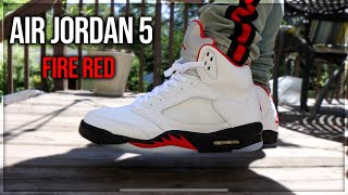 jordan 5 retro fire red on feet