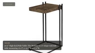 Maddox Medium Brown Wood w/ Black Metal C-shaped End/Side Table | Zin Home
