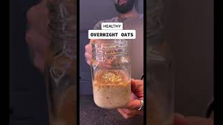Healthy Dessert Overnight Oats - Banana bread flavor | Takes 5mins to prep! #easyrecipe #breakfast
