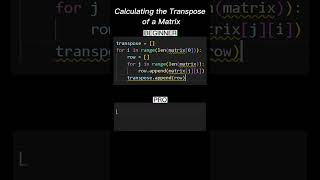 Beginner😅 vs Pro😎: Transpose a Matrix Python #python #programming #coding #shorts #trending #youtube