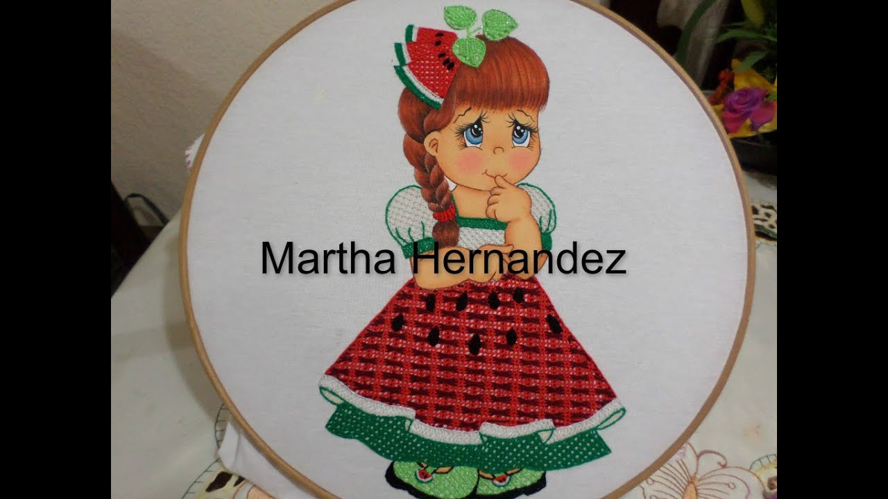 Bordado Fantasia Niña Sandia Terminada