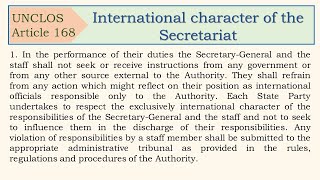 Law Of The Sea Convention, Article 168, International Character Of The Secretariat