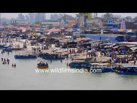 Pilgrims take ritual dips in the Ganga at Brij Ghat in Uttar Pradesh