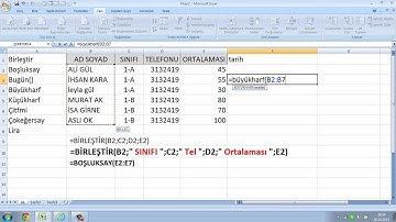 EXCELDE KULLANILAN FORMÜLLER