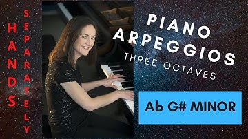 Piano Arpeggios:  Ab minor, G# minor 3 octaves, how to play (hands separately)