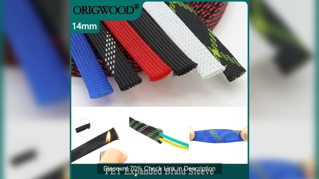 1~50M PET Expandable Cable Sleeve 14mm Tight Braided High Density Hardness Insulate Line Protect Sle