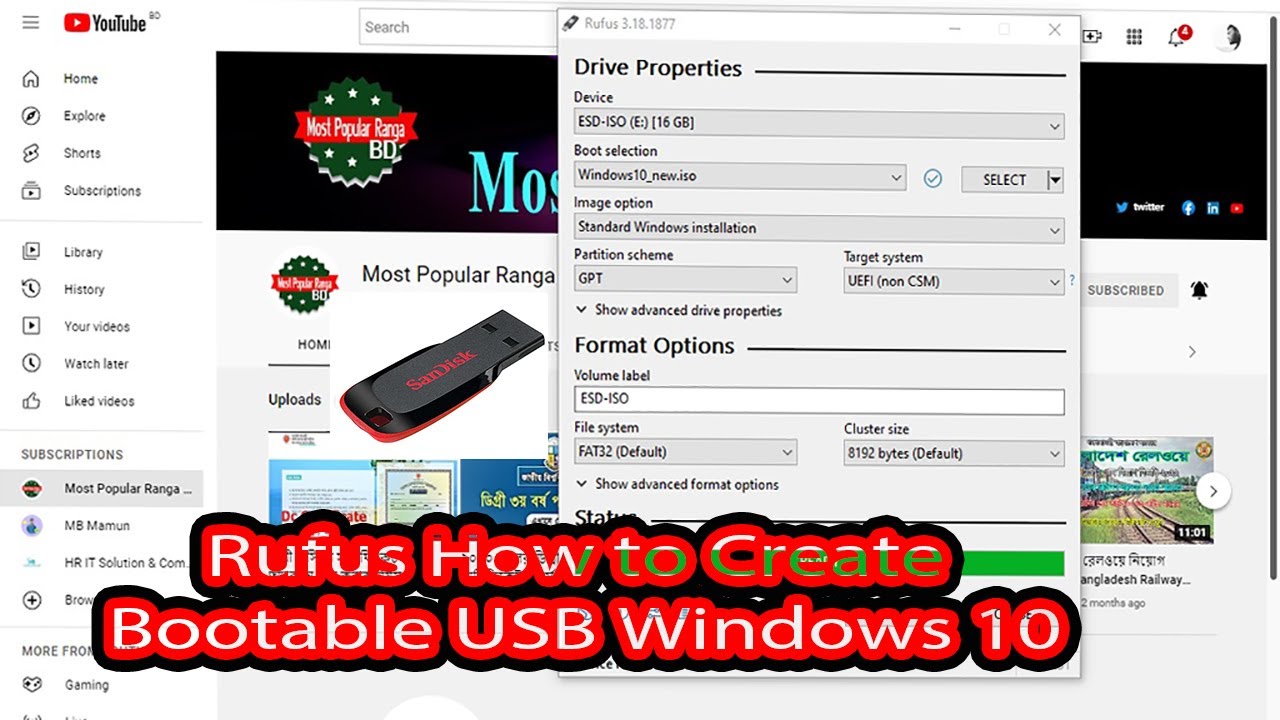 rufus how to create bootable USB windows 10 - YouTube