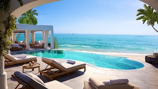 Sea View Terrace | Summer Breeze in Tropical Beach | Soft Ocean Waves Sound & Bird Songs