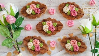 How to make WOODEN PLANKS COOKIES WITH ROSES