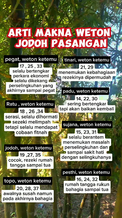 arti makna weton jodoh pasangan - weton jawa primbon jawa #jodoh #primbonjawa #wetonrejeki