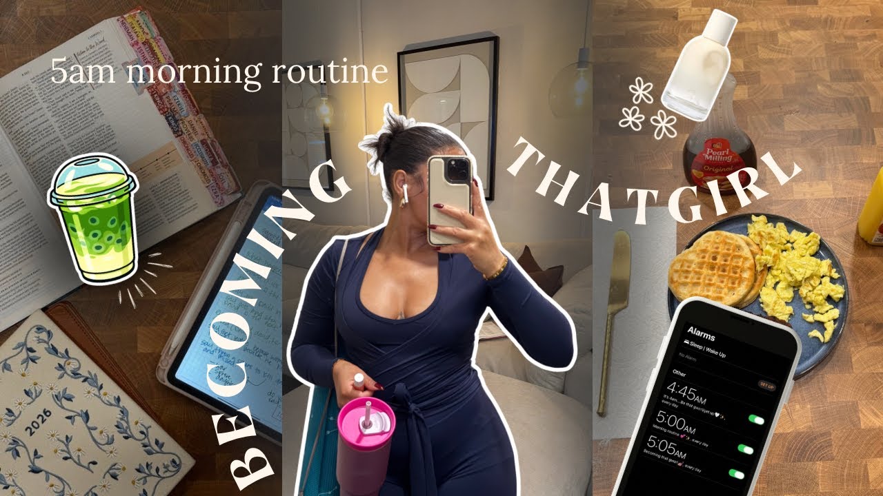 up at 5am trying to be THAT girl against my will 😭 realistic morning routine