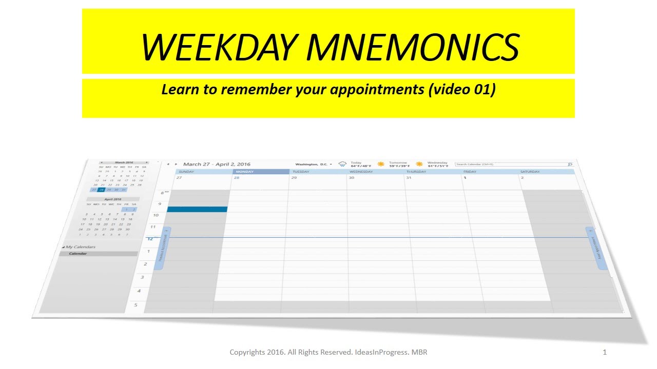 Weekday Mnemonics - Learn To Remember Your Appointments