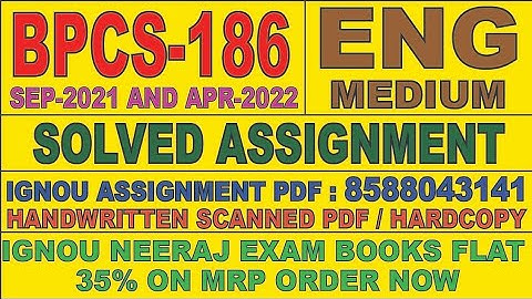 BPCS-186 ENGLISH MEDIUM SOLVED ASSIGNMENT 2021-22 | FOR PDF WHATSAPP ON 8588043141
