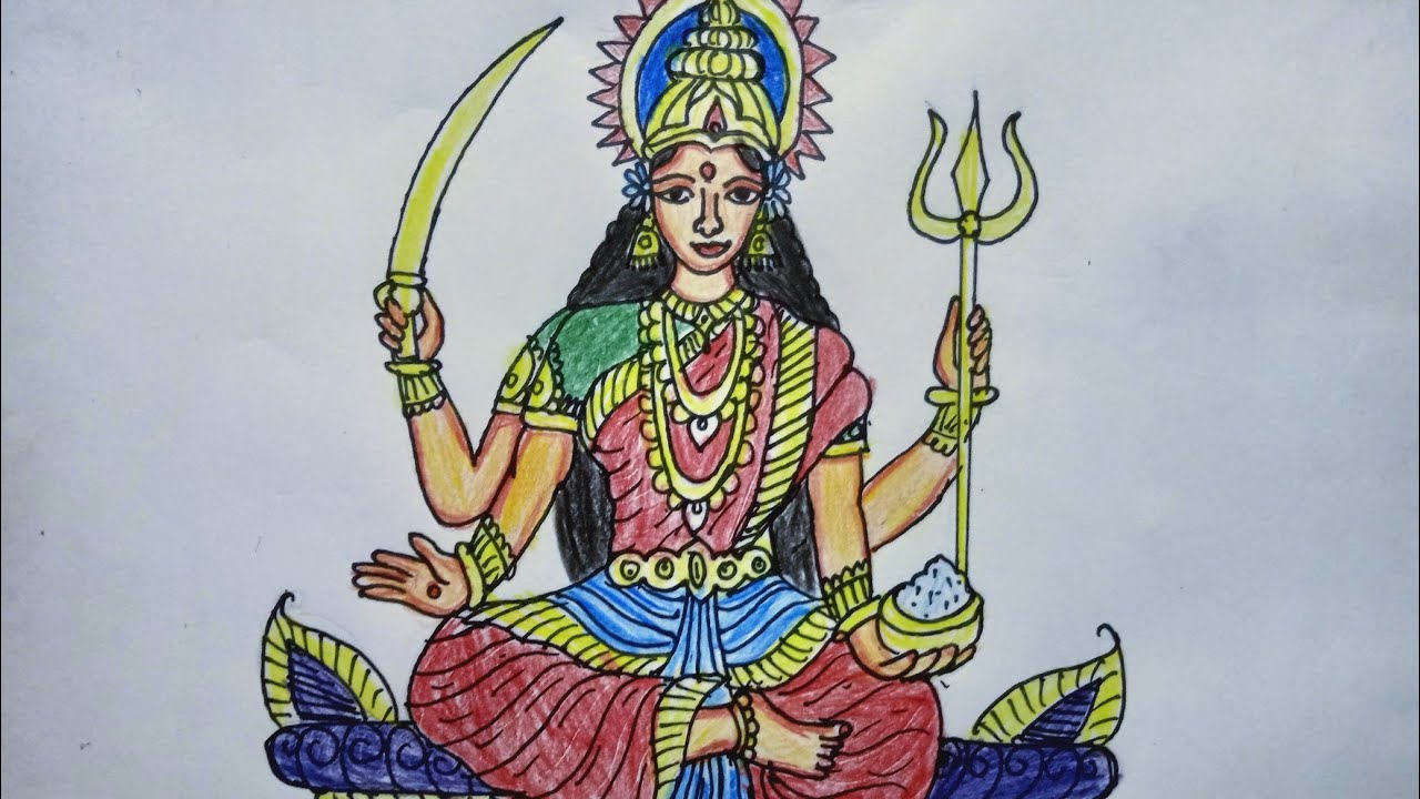 Devi Santoshi drawing & colouring