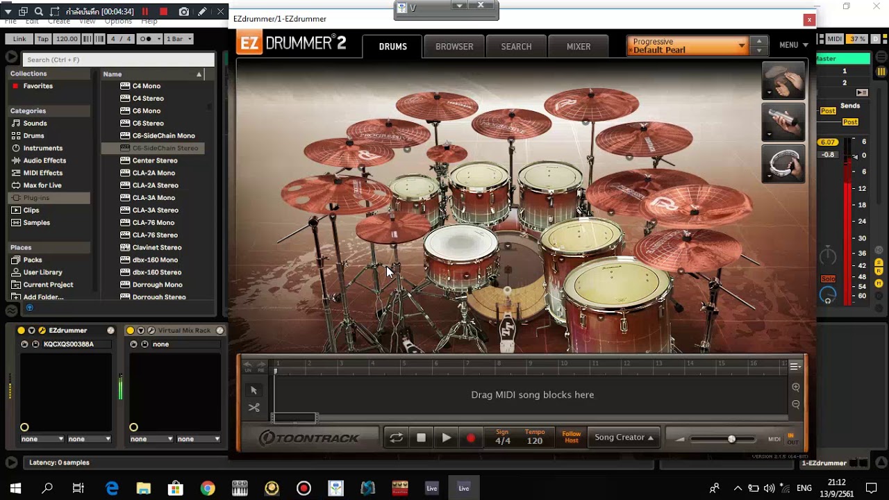 Test Abletone live 10 64 bit Ex2+VST+SF2 เปิดวง walk band