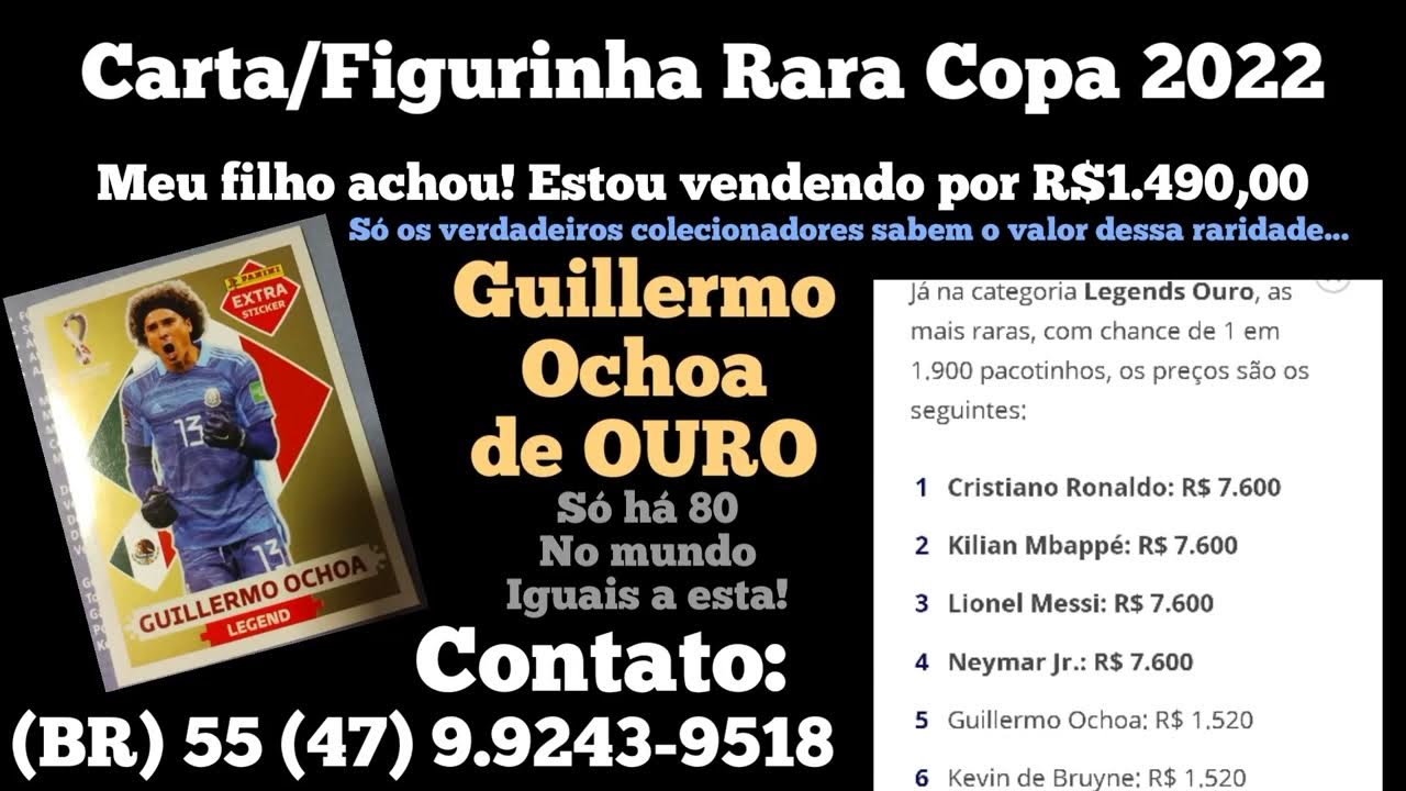 Guillermo Ochoa Ouro Carta Rara Figurinha Copa 2022 Colecionador