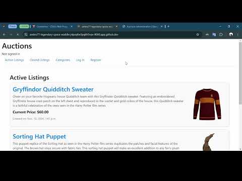 Harvard University CS50w Project 2: Commerce