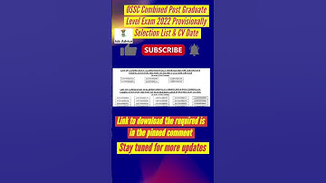 OSSC Combined Post Graduate Level Exam 2022 Provisionally Selection List & CV Date #ossc