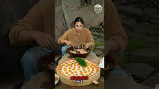 I Cooked Sticky Rice Inside Real Bamboo! (Ancient Mountain Recipe)🎋 #asmr #sticky #rice #cooking