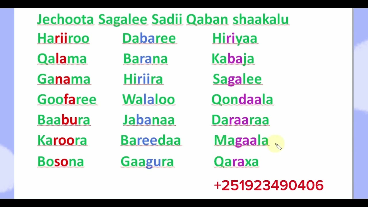 ✍️✍️✍️ Jechoota Sagalee Gabaabaa Dheeraa Qaban K 5 # Learn Afaan Oromoo #Amharic English letters