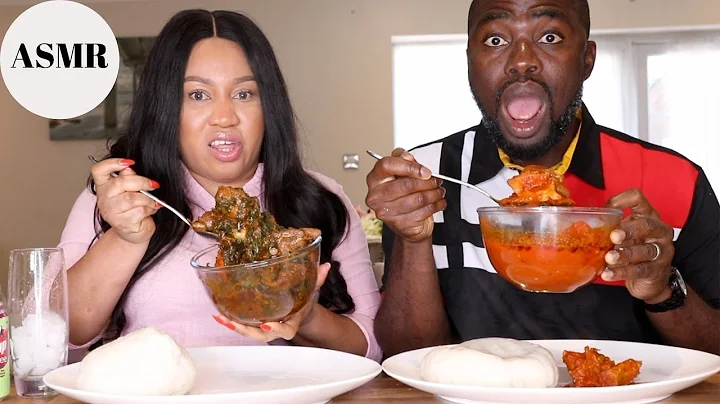 ASMR POUNDED YAM AND EFO RIRO SOUP WITH ASSORTED MEAT | NIGERIAN AFRICAN FOOD🇬🇧