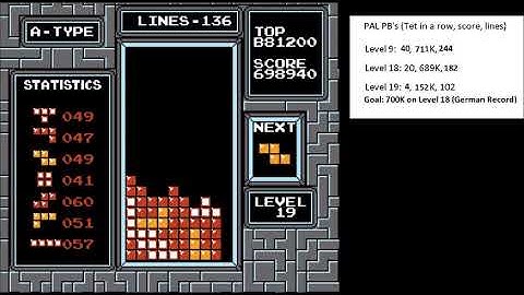 [NES Tetris] 182.784 Lines Million (Former 18 Start World Record)