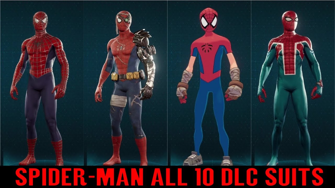 Spider-Man PS4 🕸 All 10 DLC Suits 🕸 (The Heist, Turf Wars, Silver Lining Sam Raimi Suit) - YouTube