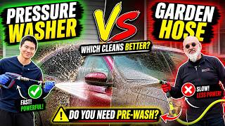 Washing outside a very dirty car  What is best pressure washer or garden hose is enough ?