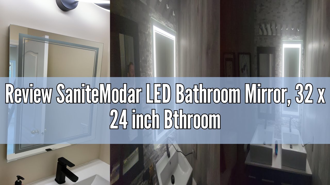 Review SaniteModar LED Bathroom Mirror, 32 x 24 inch Bthroom Mirror with Lights, Dimmable 3 Brighter