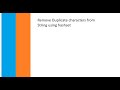How to remove duplicate characters from string using hashset