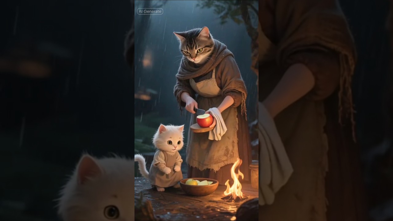 “Rainy Day Umbrella | Heart-Touching Mama Cat & Baby Cat Story”