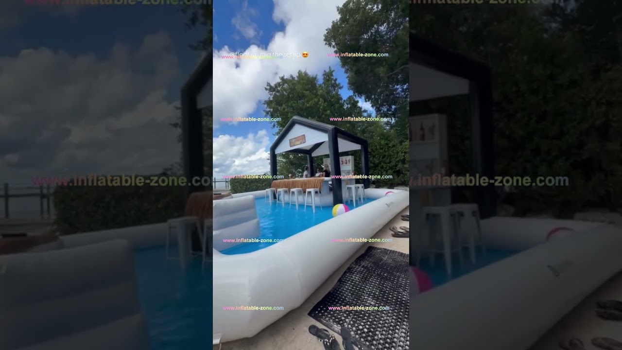 Commercial Grade PVC Inflatable Pool Bar Camping Inflatable Sofa Bar With A Swimming Pool Events