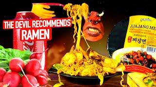 The Devil Prepares Ramen MUKBANG for SPICY LOVERS Relaxing Fire