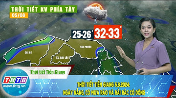 Thời tiết Tiền Giang 5.8.2024: ngày nắng, có mưa rào và rải rác có dông