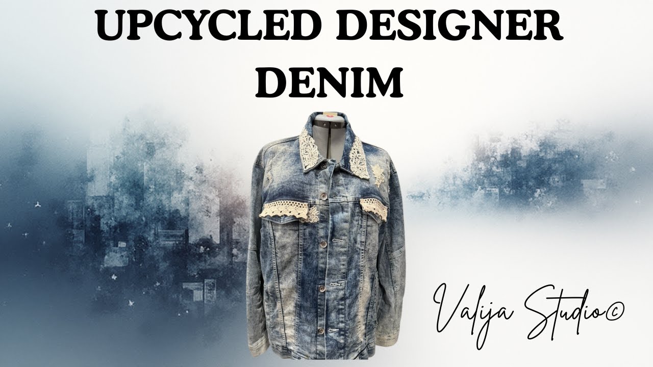 Уникальная переработанная джинсовая куртка с винтажным кружевом.