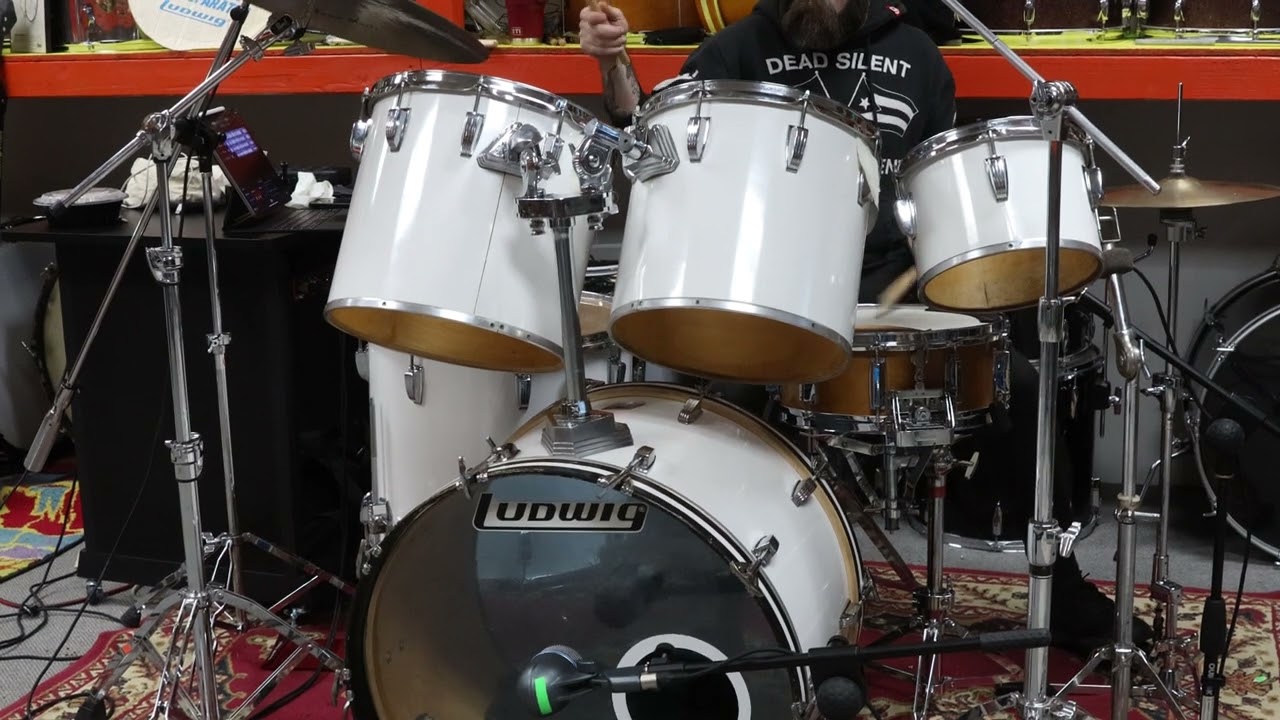 1980s Ludwig White Cortex "Concert Tom" Drum Set