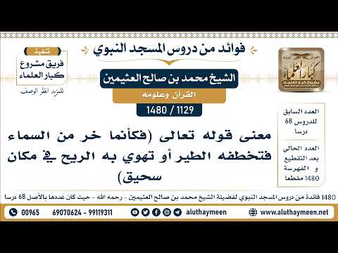   معنى قوله تعالى فكأنما خر من السماء فتخطفه الطير أو تهوي به الريح في مكان سحيق