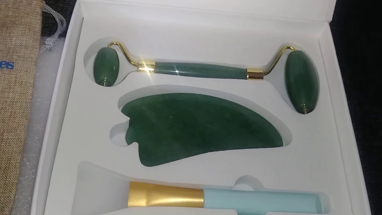 MoValues Authentic Jade Roller and Gua Sha Set Unboxing - YouTube