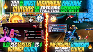 TOP 5 MOST HISTORCIAL GRENADE CLUTCHES IN FREE FIRE ESPORTS | BEST GRENADE CLUTCHES IN FF ESPORTS