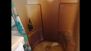 Removing Hard Well Water Stains from Shower with ZEP
