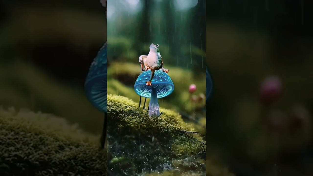 beautiful frog🐸in rain