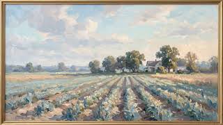 Farmland Crop Rows at Dawn Oil Painting in Gold Frame — 4K 8 Hour Screensaver for TV screenshot 2