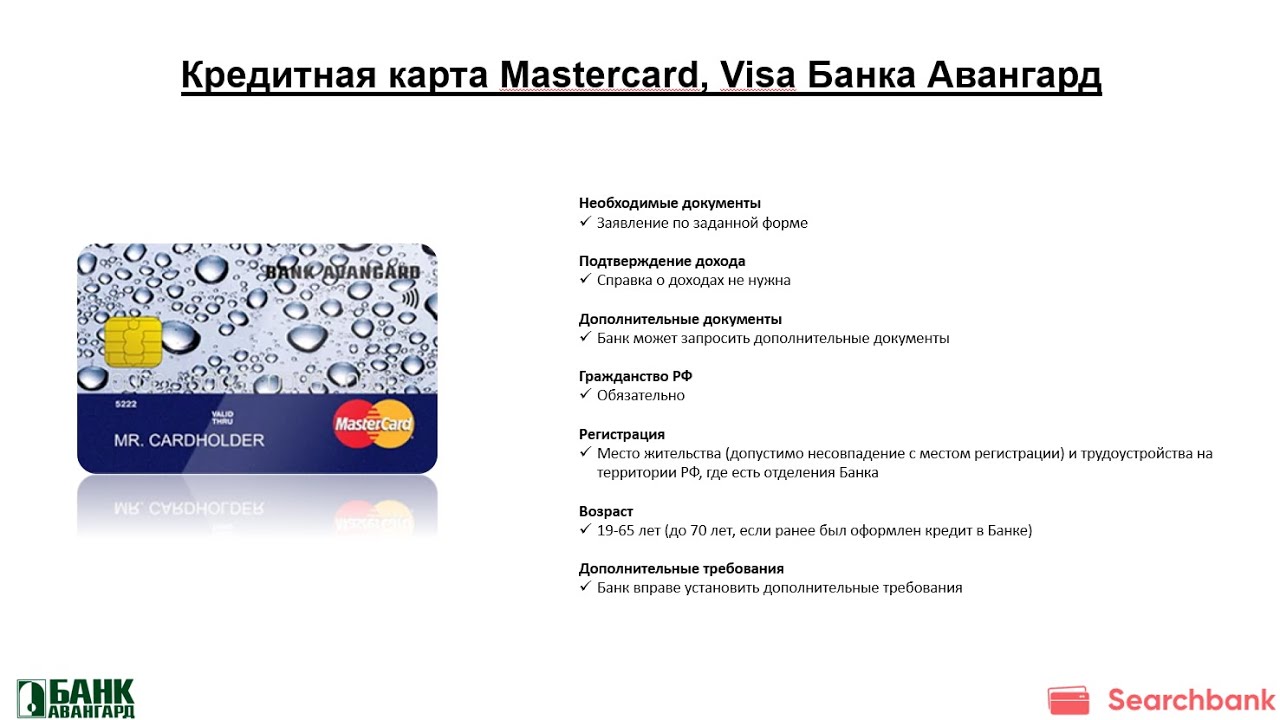 Видеообзор кредитной карты Mastercard, Visa Банка Авангард
